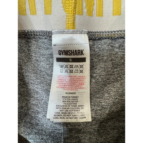 Gymshark Flex Seamless Shorts Womens Small Grey Yellow Logo GLSH4251 Activewear - Picture 2 of 6